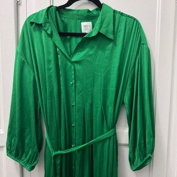 Misa Los Angeles Elise Maxi Shirt Dress in Green - Picture 5 of 12